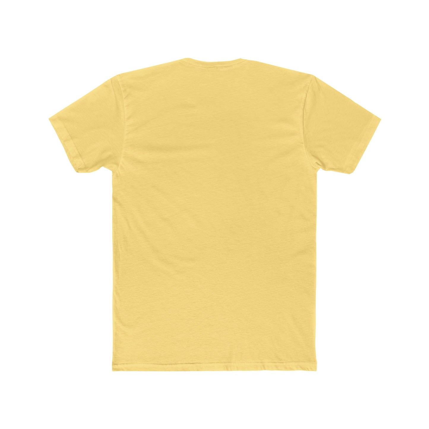 Back view of yellow heritage not hate t-shirt by in classic short sleeve design