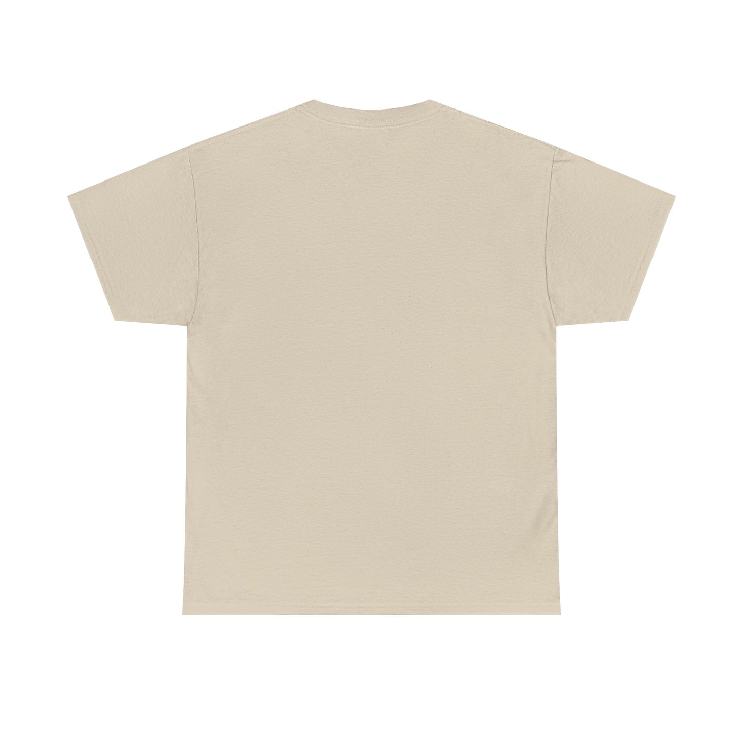 Back view of a plain beige Printify t-shirt without any design or print