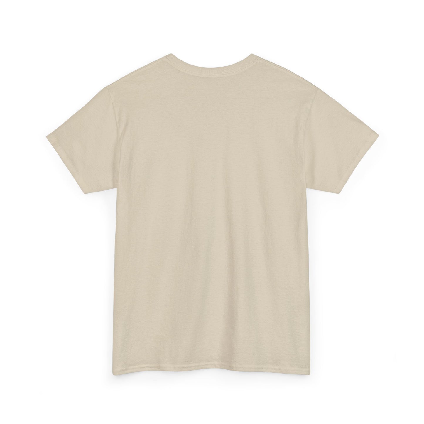 Beige blank t-shirt back view by Printify without any design or print