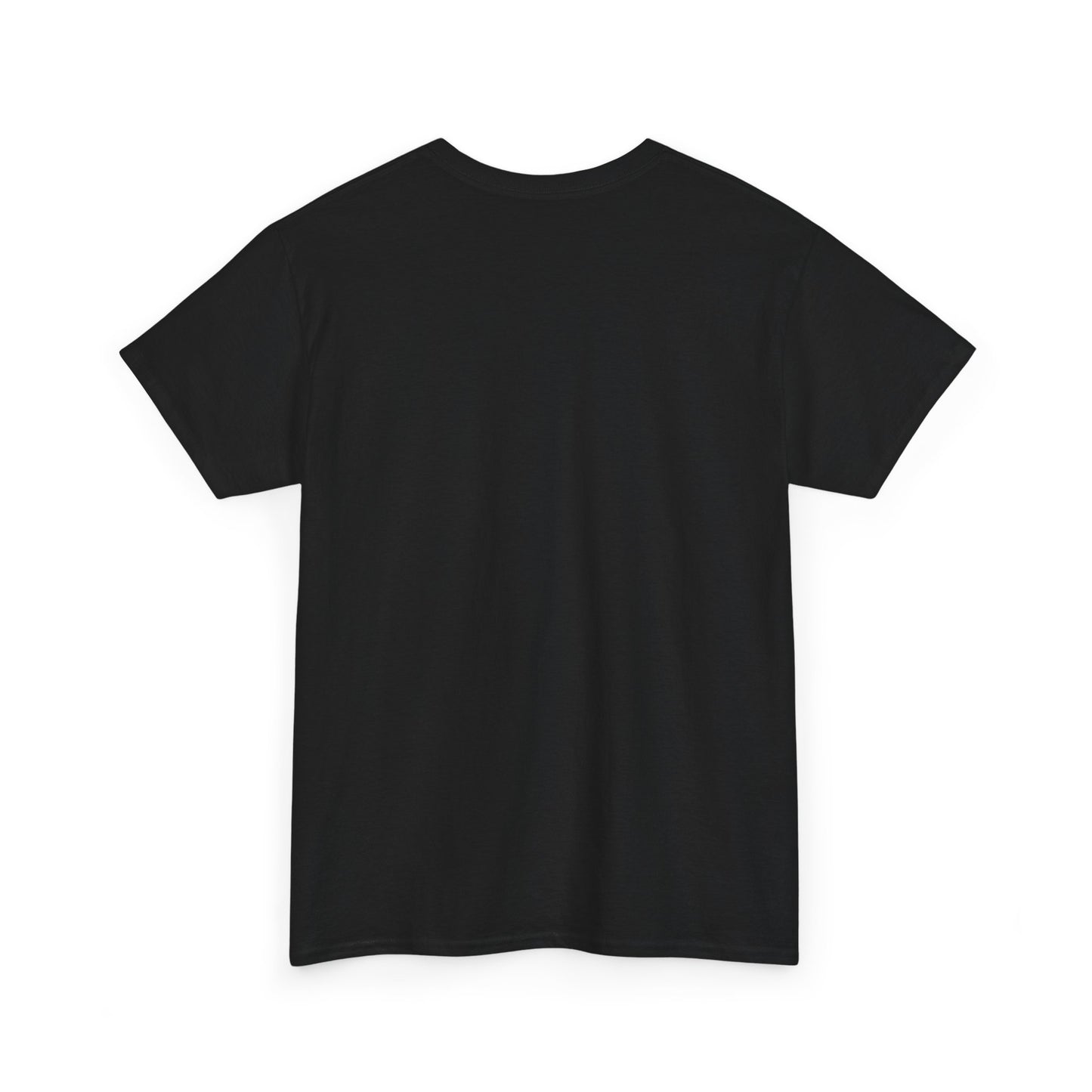 Black plain t-shirt from Printify shown from the back for patriotic rooster graphic t-shirt design