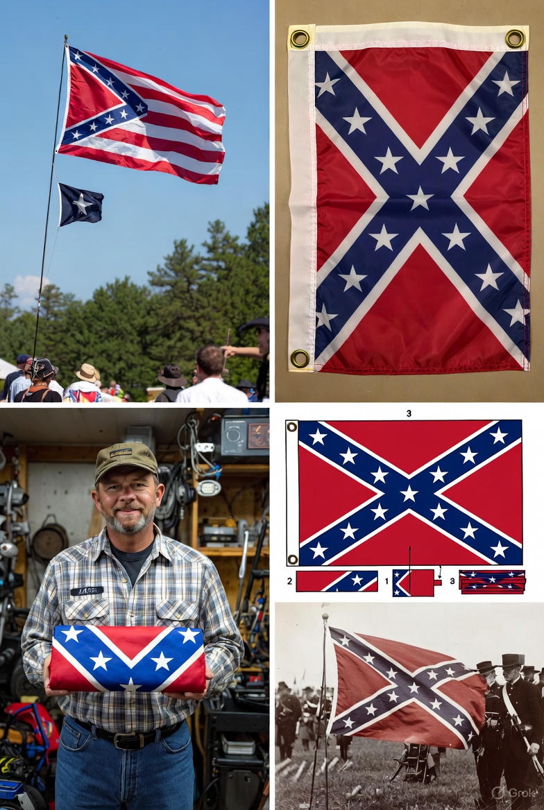 Historical 1861 Confederate battle flag illustration – Army of Northern Virginia design with 13 stars and blue saltire