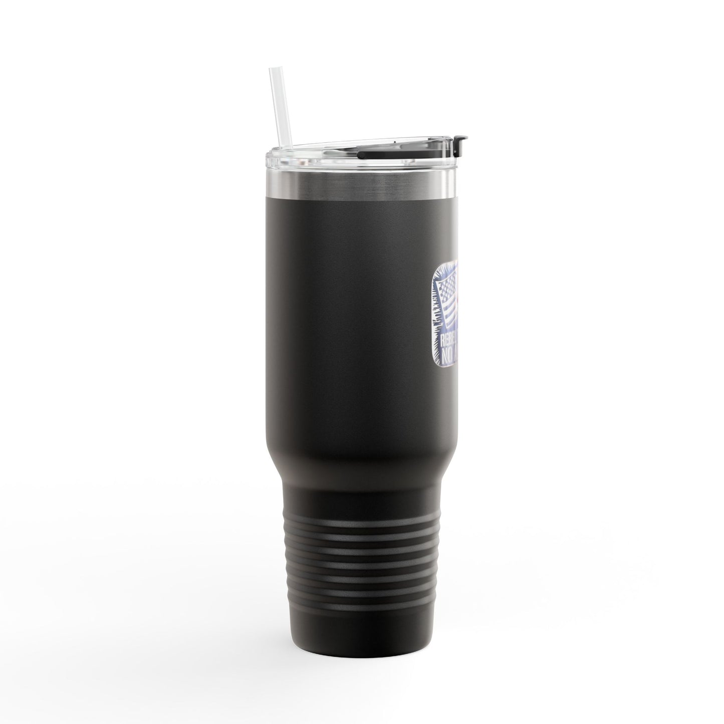 black rebel flag insulated travel mug with clear lid and reusable straw