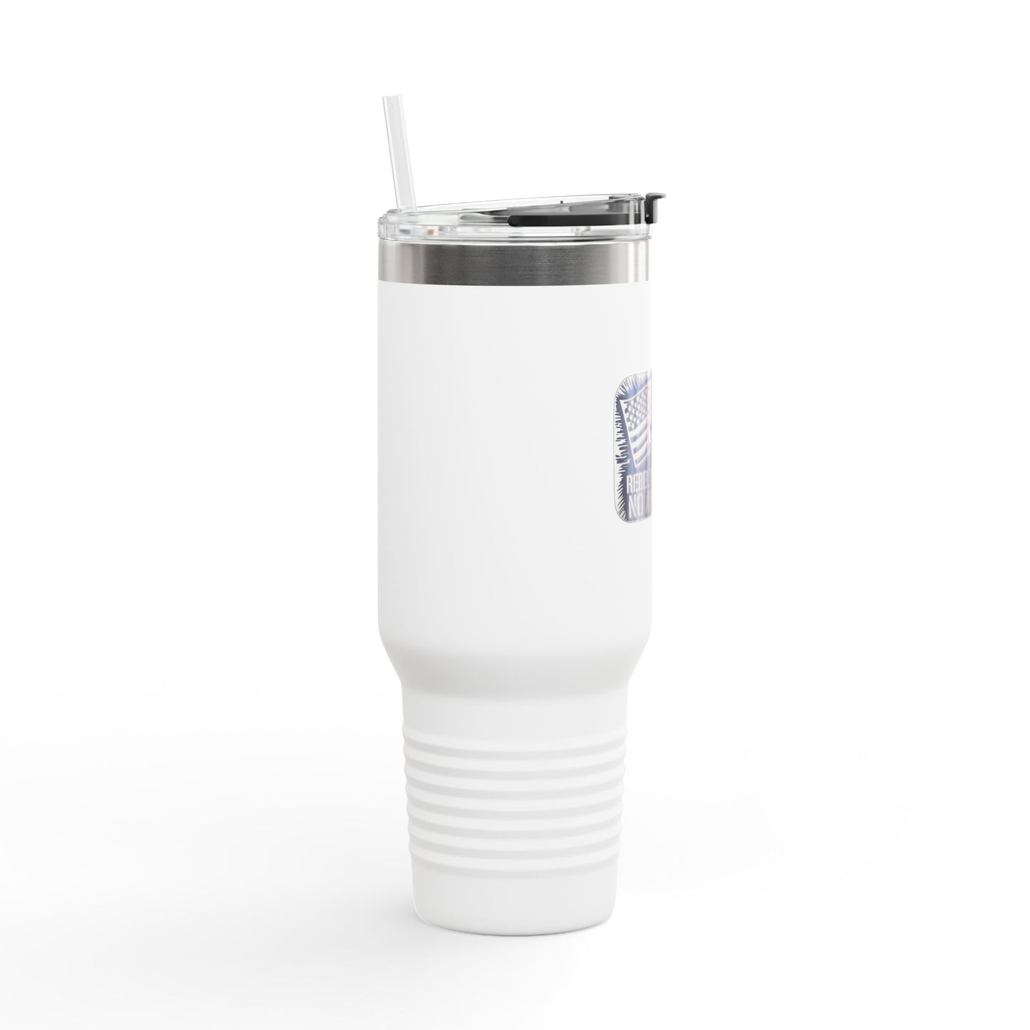rebel flag insulated travel mug  with clear lid and reusable straw