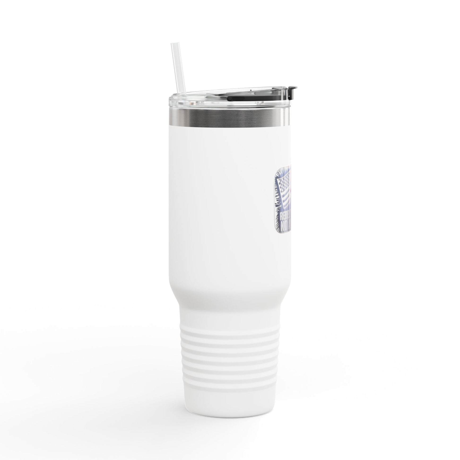 rebel flag insulated travel mug  with clear lid and reusable straw