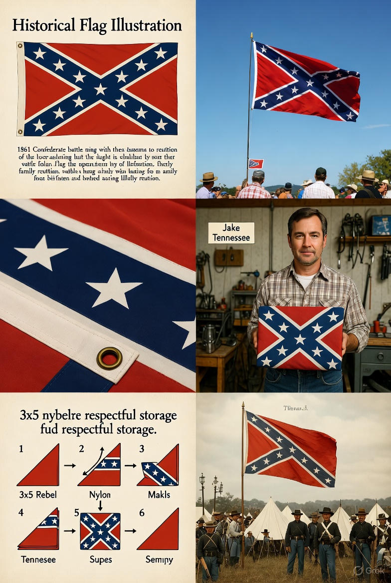 Close-up of 3x5 nylon Confederate battle flag with brass grommets and double-stitched fly hem