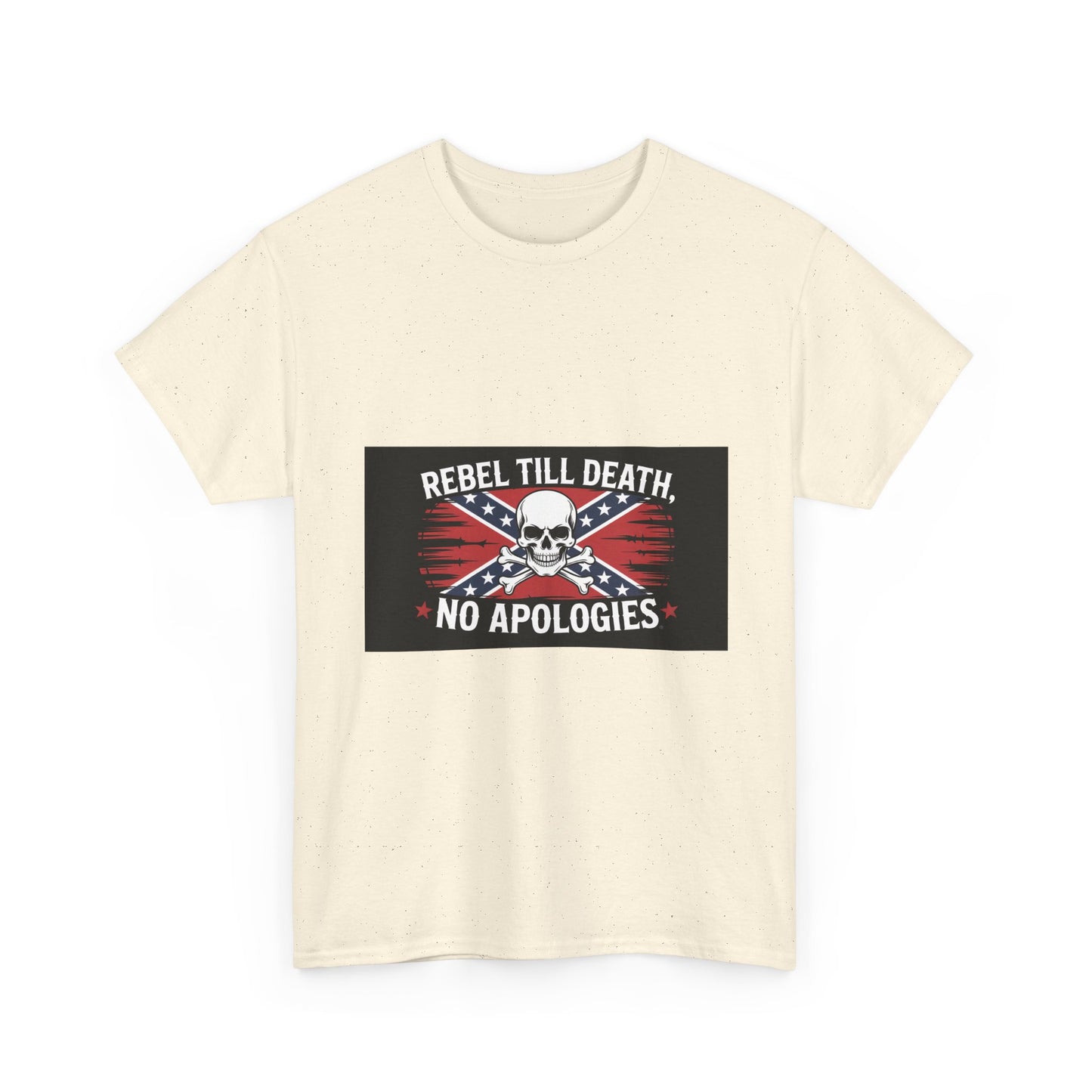 Rebel Till Death t-shirt in off-white featuring skull and bold graphic design