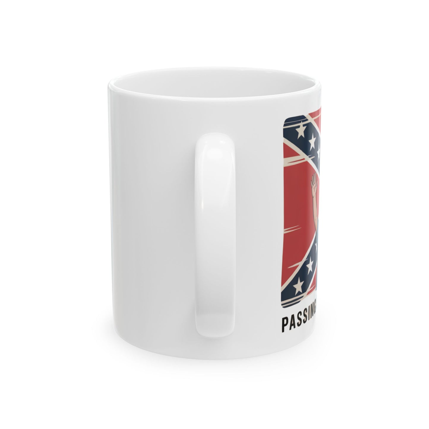 White southern pride coffee mug featuring a patriotic design with stars and stripes