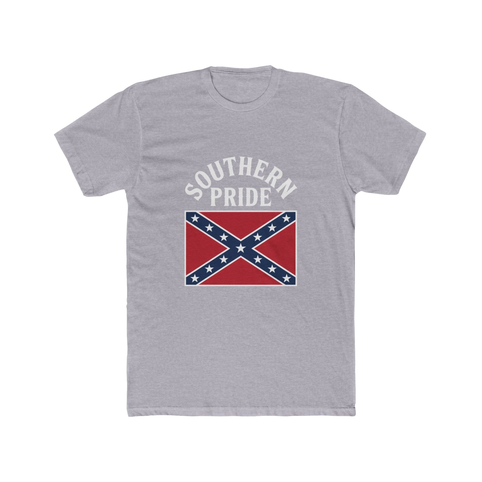 Gray Southern pride t-shirt with Confederate flag graphic and white text on front