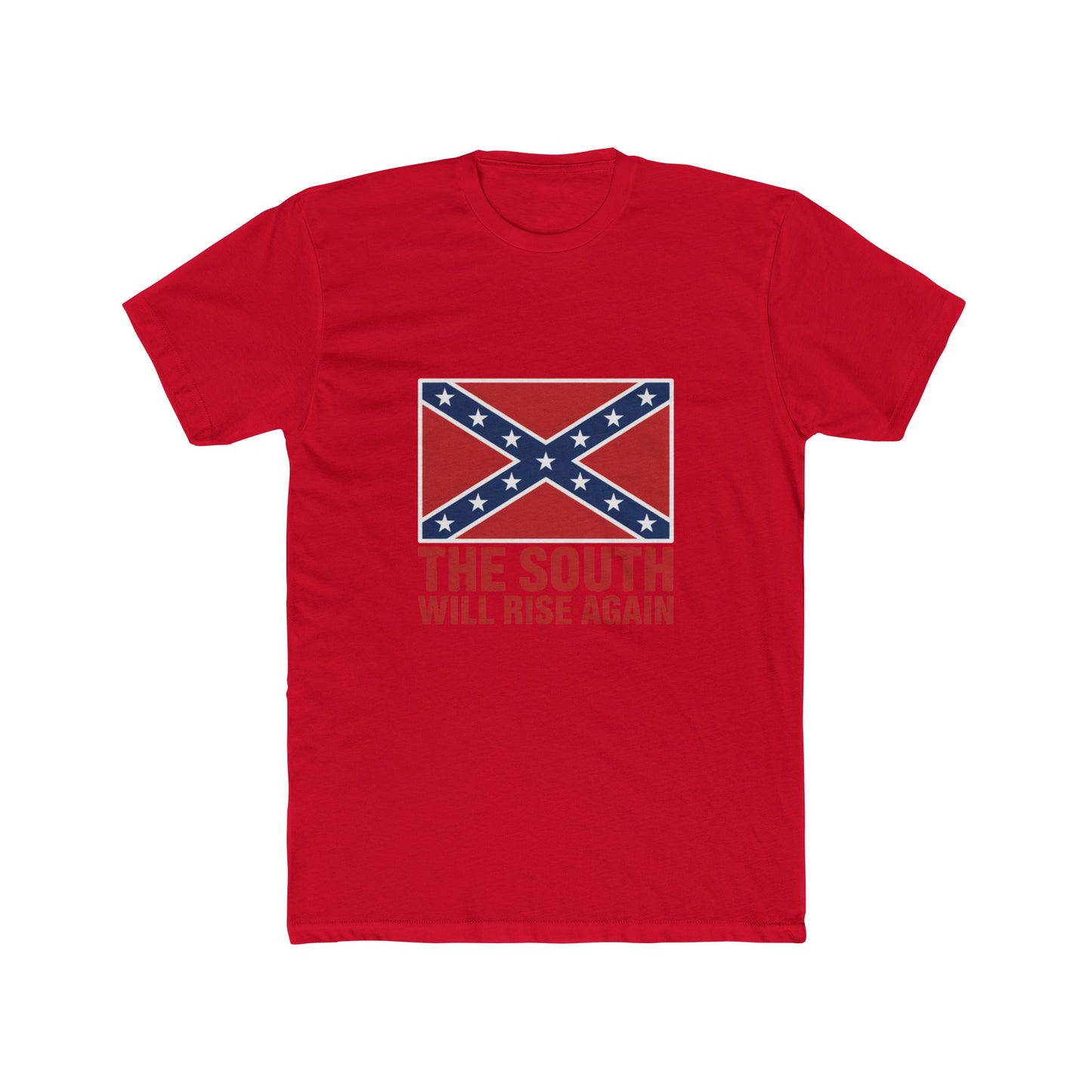 Red The South Will Rise Again t-shirt with Confederate flag graphic on front