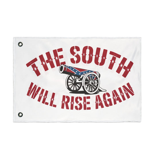 home decor flag with cannon and bold text The South Will Rise Again Confederate flag design