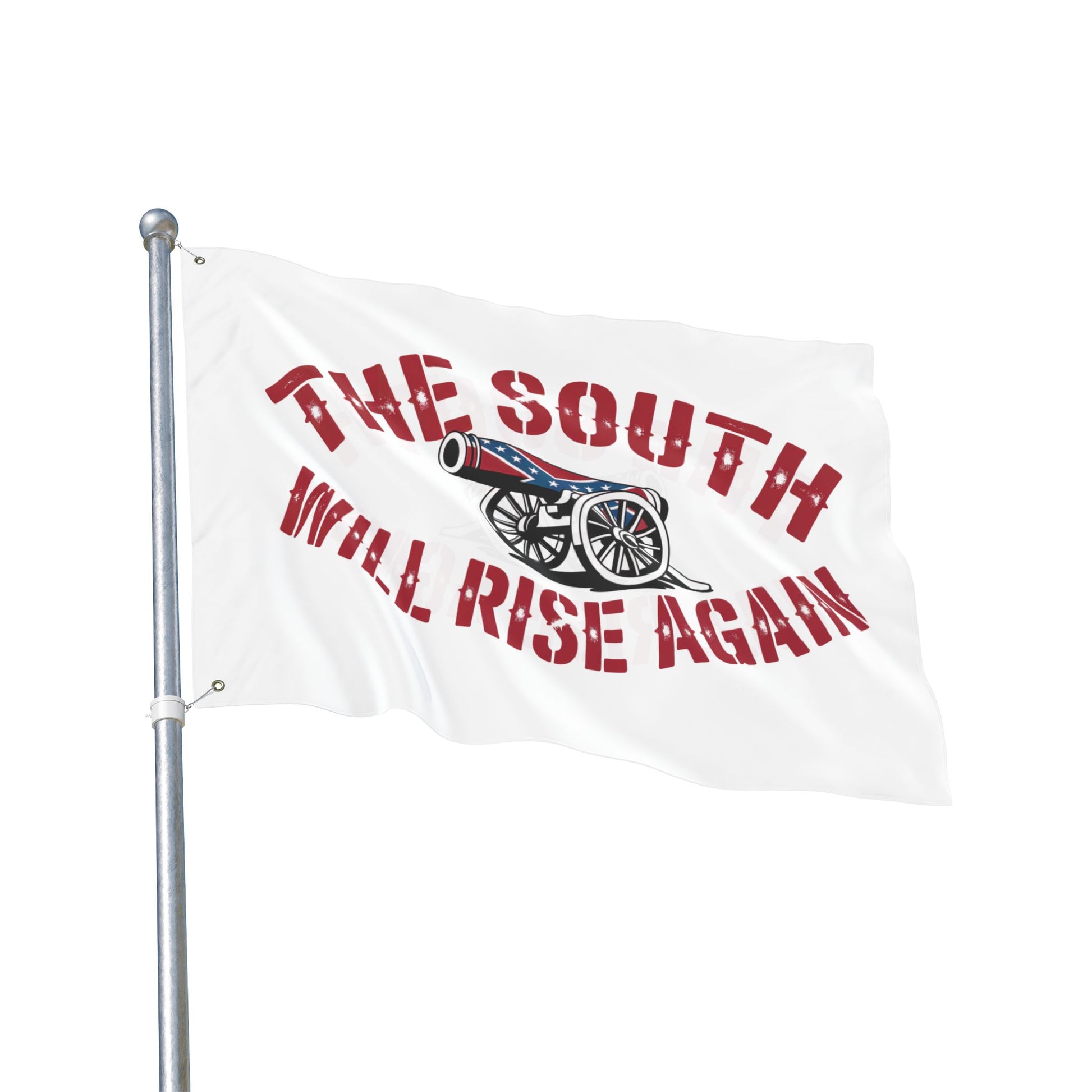 home decor flag with The South Will Rise Again Confederate flag design featuring a cannon on white background